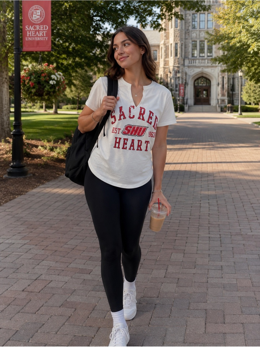 White Graphic 'Sacred Heart' Short Sleeve Tee with Red Print